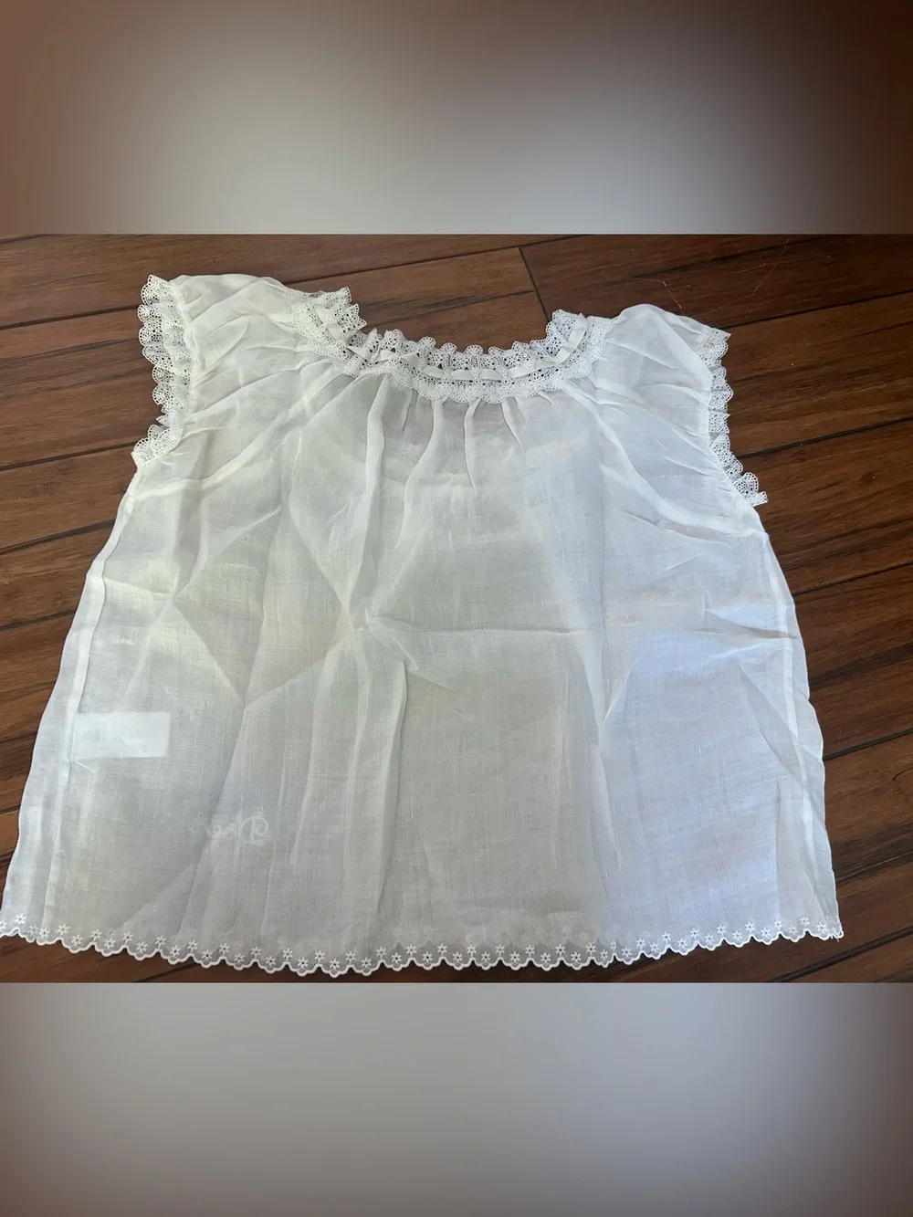 Doen Marinette in Salt White Lace-Trim Peasant Blouse M